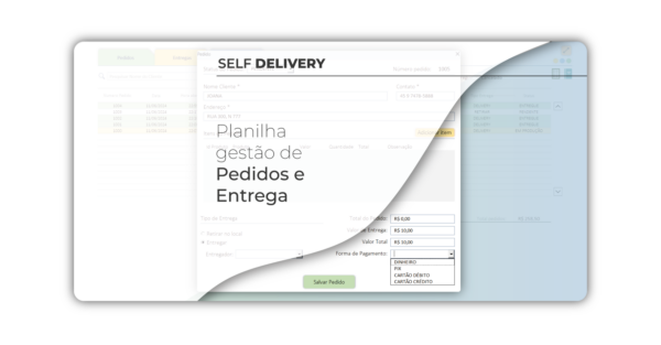 Planilha controle de pedidos e entrega