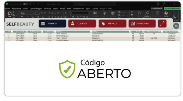 Planilha controle de Agendamentos